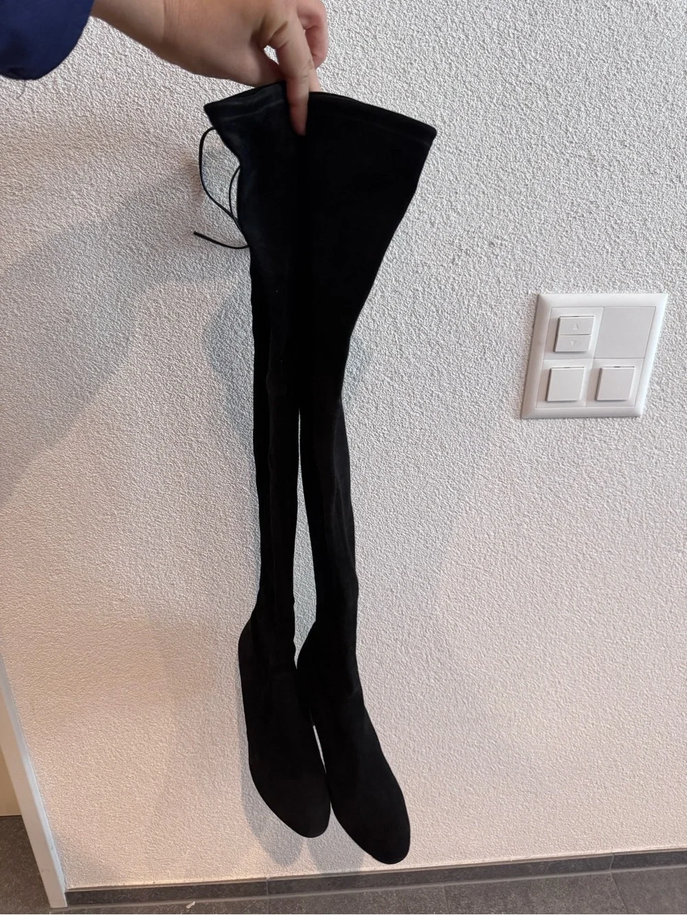 Stuart Weitzman Black Over-the-Knee Suede Boots